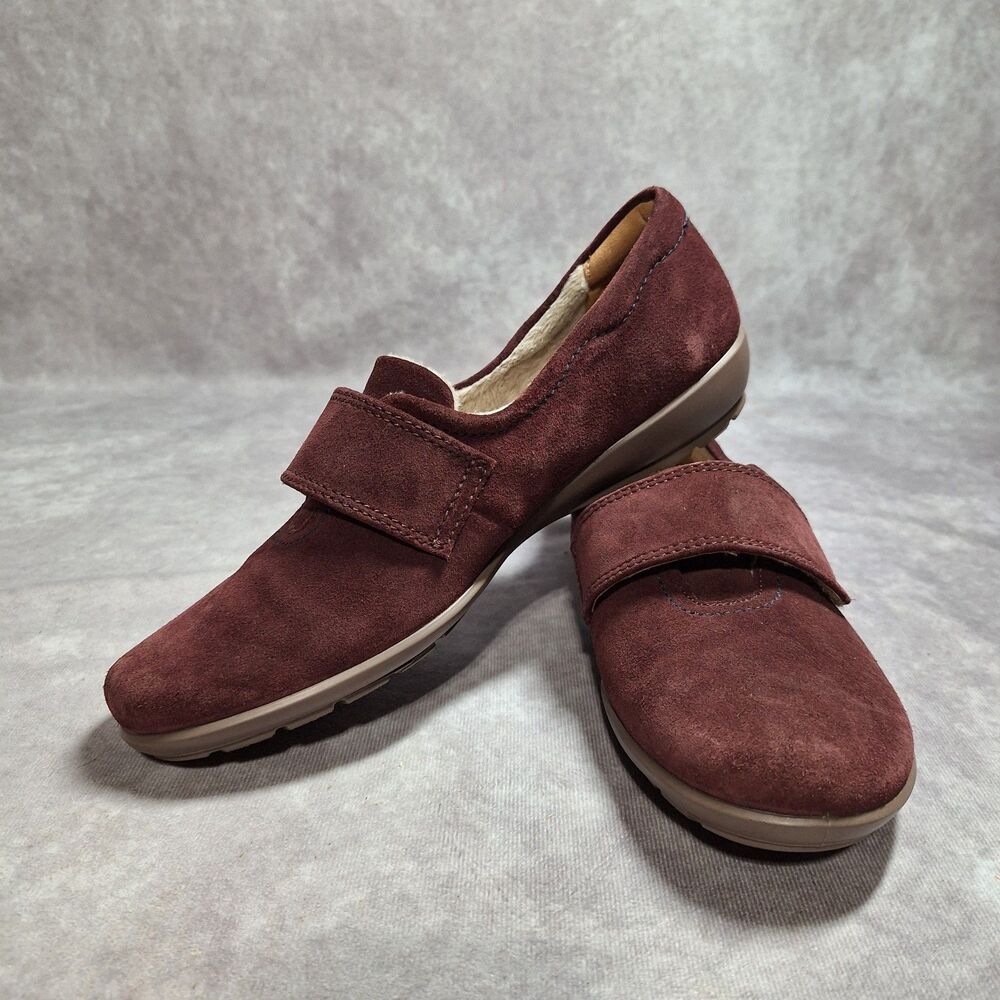 Hotter Size 8 Women's Slippers Toasty Reddish Brown Hook and Loop Lined Shoes